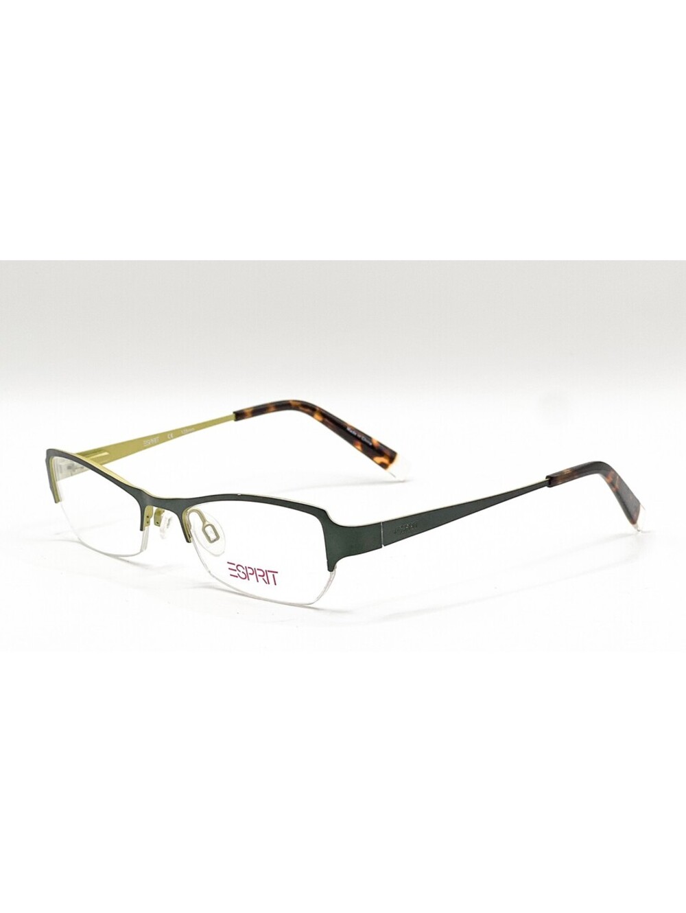 Esprit ET17385 527 Olive Green Semi Rimless Authentic Eyeglass Frames 47-18